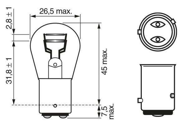 Set 2 Becuri 12V P21/4W 4W / 21W Pure Light (Blister) Bosch