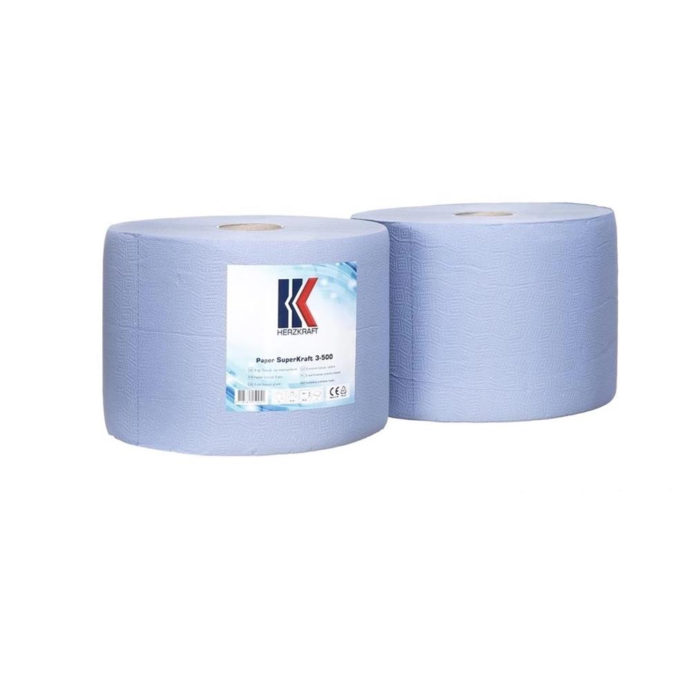 Rola Hartie Portionata Albastra 3 Straturi 36 X 22 Cm X 500 Foi (Set 2 Role)