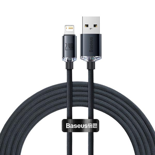 Kabel Do �Adowarek Usb Do Lightning Baseus Crystal Shine, 2.4A, 2M (Czarny)