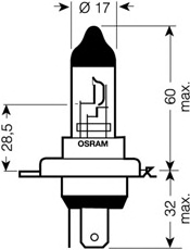 Bec 12V H4 60/55 W Original Osram