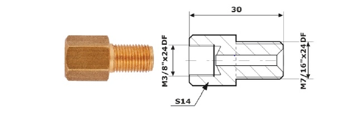 ��Cznik Przewod�W Ham. Wew. 3/8X24 Df + Zew 7/16X24 Df