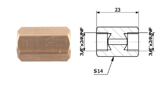 ��Cznik Przewod�W Ham. Wew. M 3/8X24 Unf Df + Wew M 3/8 X24 Unf Df