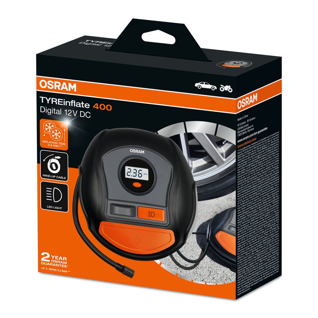 Compresor Auto 12V 120 W Cu Afisaj Digital Tyreinflate 400 Osram