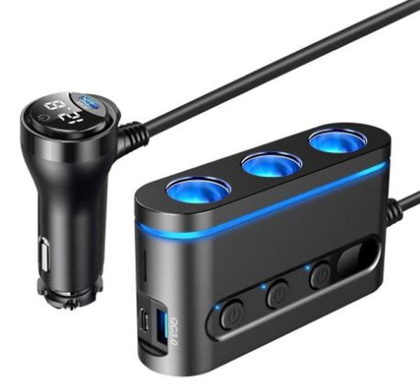 Rozga��Ziacz Samochodowy 3 X Gniazdo Zapalniczki + 2 X Usb Typ-C + Usb