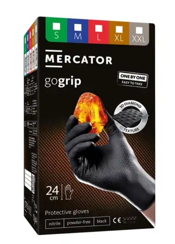 R�Kawice Nitrylowe Bezpudrowe Gogrip Czarne Black One By One (Op 100 Szt) Rozm. L