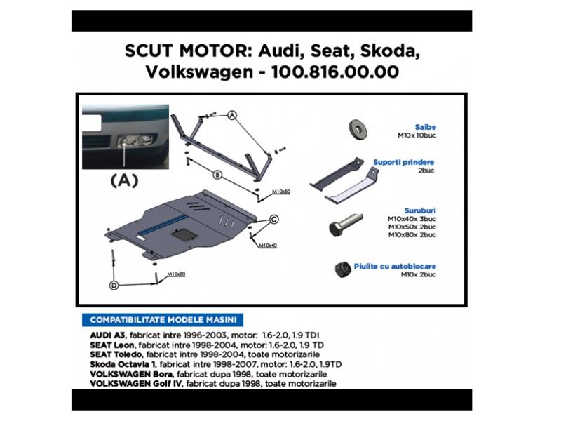 Scut motor metalic Volkswagen Golf IV, Bora, Octavia I