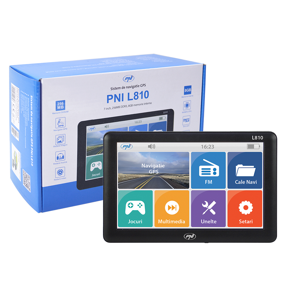 Sistem De Navigatie Gps Pni L810 Ecran 7 Inch, 800 Mhz, 256Mb Ddr, 8Gb Memorie Interna, Fm Transmitter