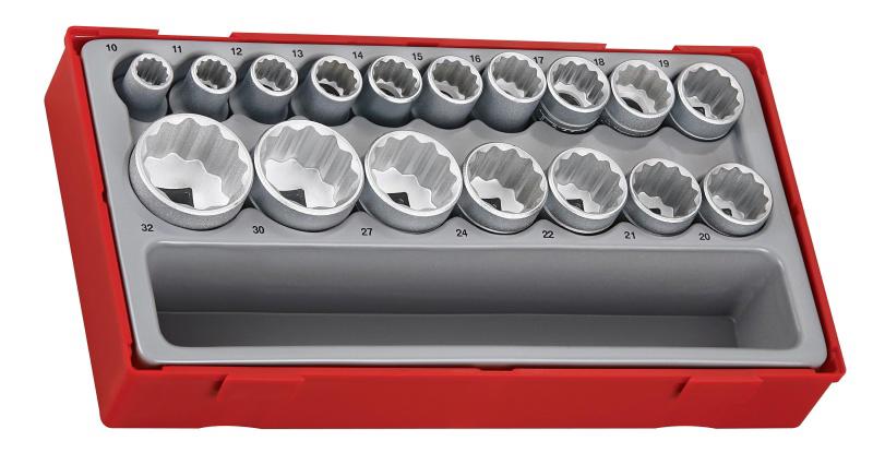 17-Elementowy Zestaw Nasadek 12-K�Tnych Z Chwytem Kwadratowym 1/2, Teng Tools Tt1217