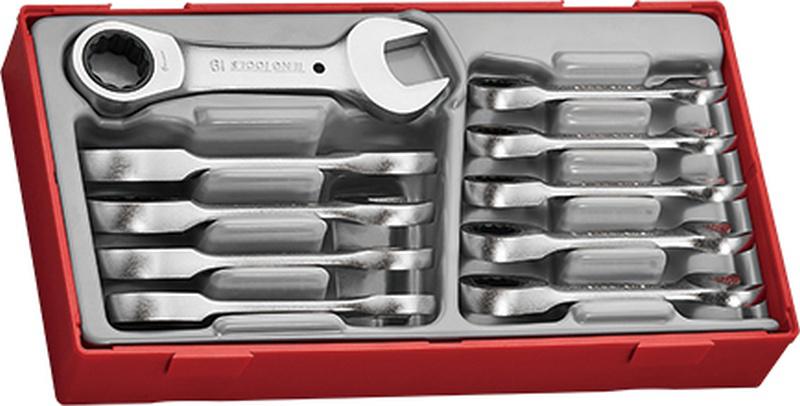 Zestaw Kluczy P�Asko-Oczkowych Z Grzechotk�, Kr�Tkie, 10 El.